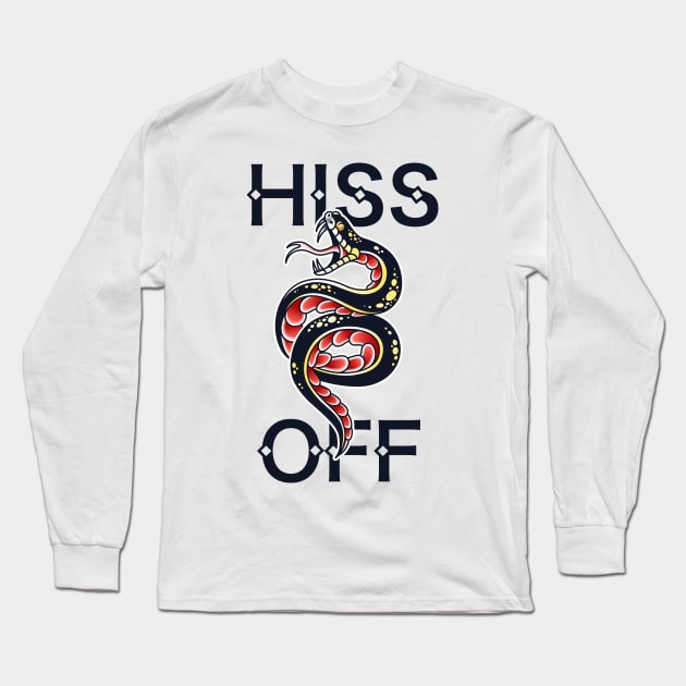 HISS OFF SNAKE TATTOO PISS OFF ART Long Sleeve T-Shirt by Print Cartel